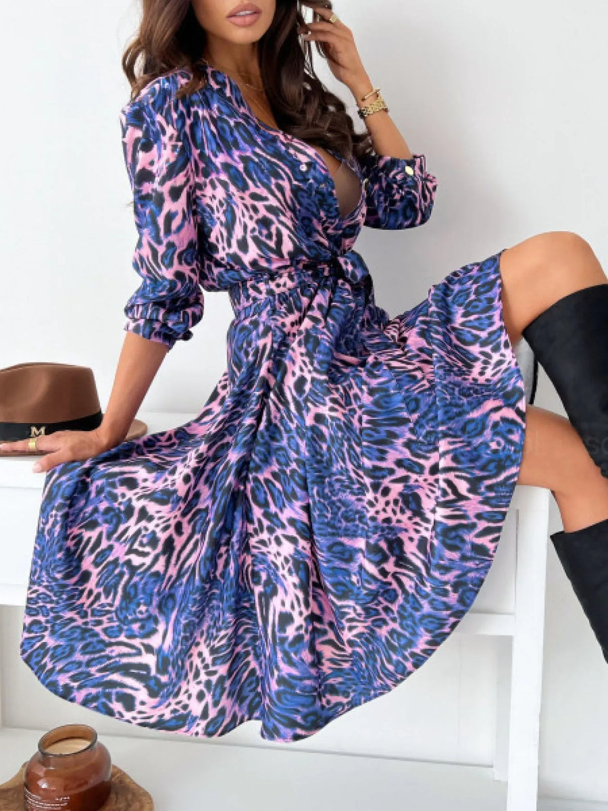 Printed Tie Waist Midi Dress Summer dress Luxurious Weddings