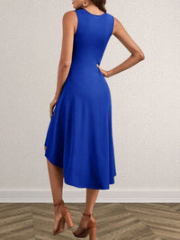 Ruched Round Neck Sleeveless Dress Midi dresses Luxurious Weddings