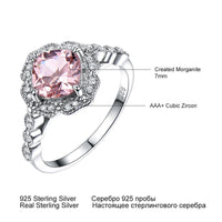 Valentine's Day Luxury Morganite Sterling Silver Ring Luxurious Weddings