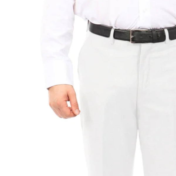 Slim Fit Flat Front Solid Color Formal Dress Pants WHITE Dress Pants Luxurious Weddings