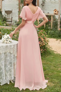 Surplice Flutter Sleeve Maxi Dress bridesmaids dress Luxurious Weddings