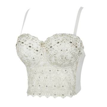 Open back lace embroidery diamond wrapped camisole vest Luxurious Weddings