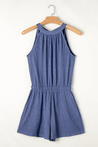 Bluing Knot Back High Neck Crinkle Textured Romper Bottoms/Jumpsuits & Rompers Luxurious Weddings