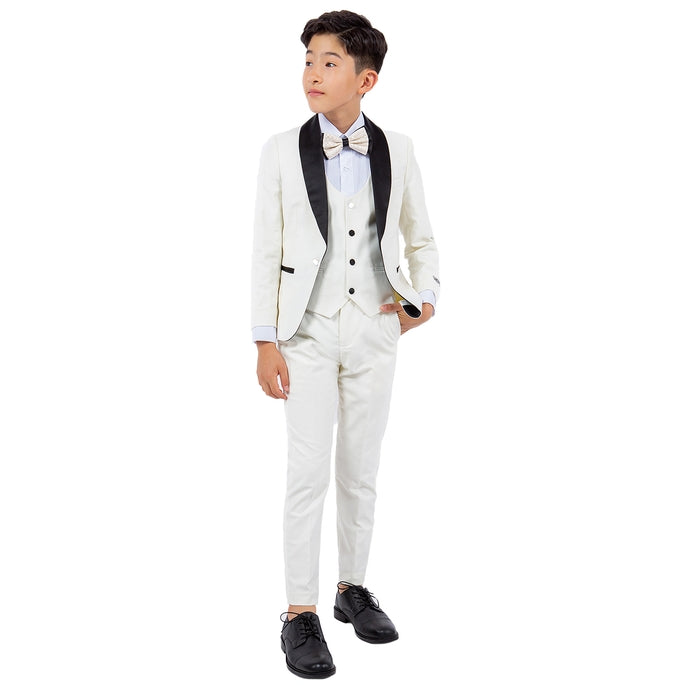 Ivory Stacy Adams Boys Tuxedo, Slim-Fit 5pc w/ Tuxedo Shirt Suit Luxurious Weddings