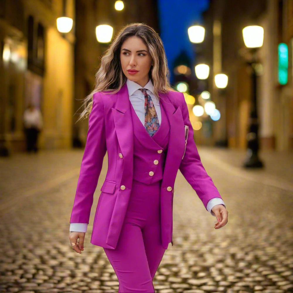 Pink Women's Suit Custom Made Long Sleeve