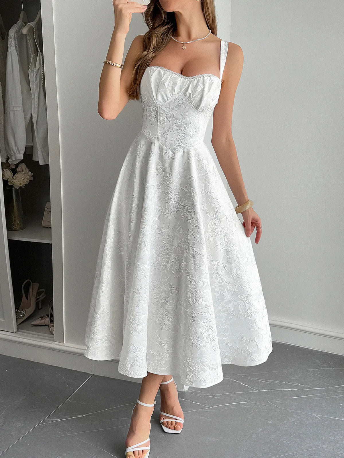 Lace-Up Sleeveless Midi Dress Luxurious Weddings