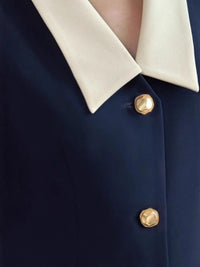 Contrast Collar Button-Front Sleeveless Mini Dress Mini dress Luxurious Weddings