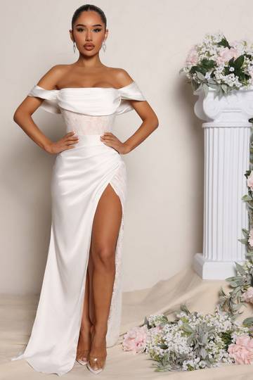 Down The Aisle Satin Maxi Wedding Dress - White Dresses Luxurious Weddings