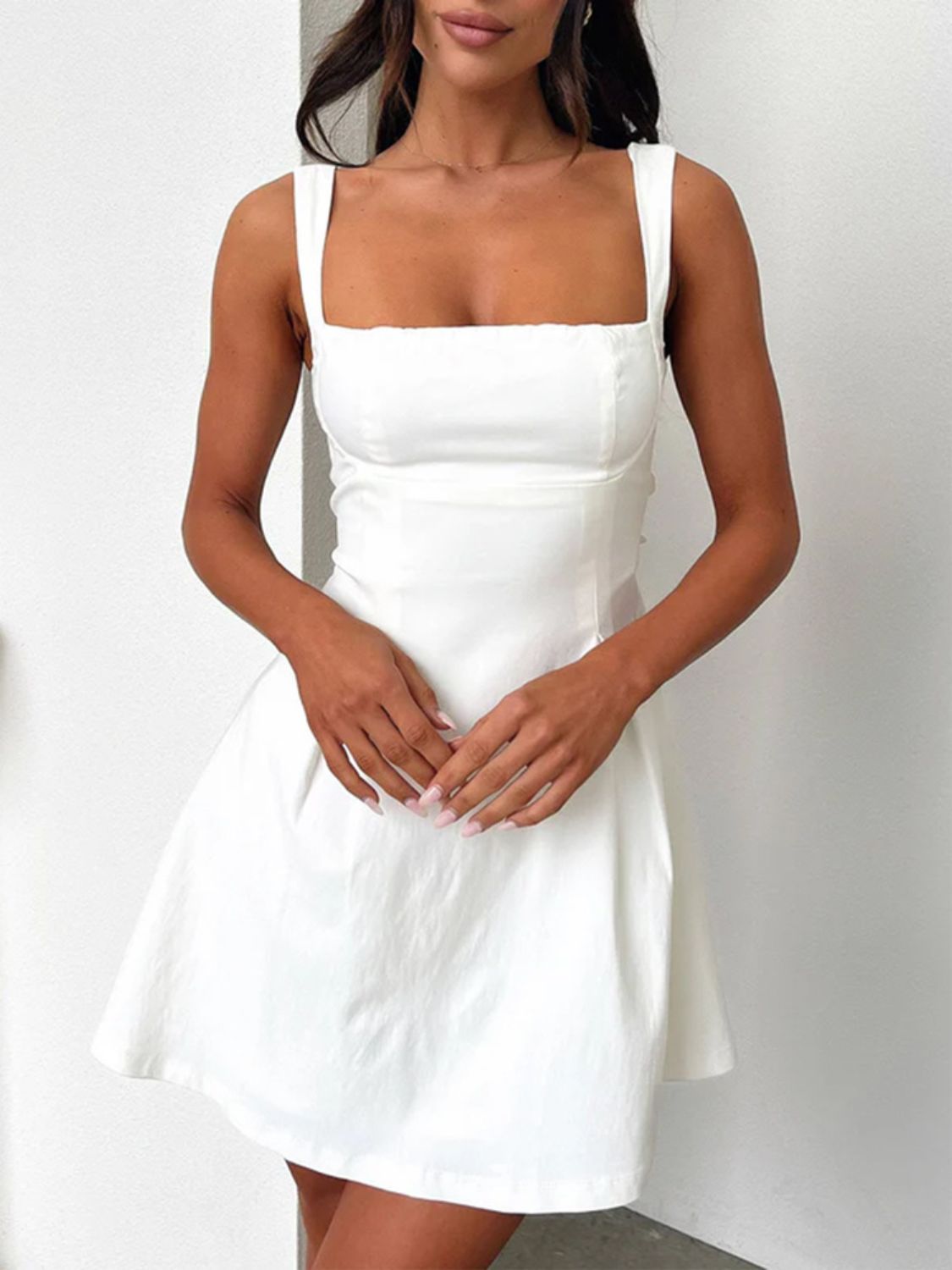 Devine Bow Back Square Neck Mini Dress Mini dress Luxurious Weddings