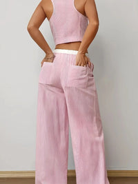 Striped Vest Top and Wide Leg Pants Two-Piece Set Coords Luxurious Weddings