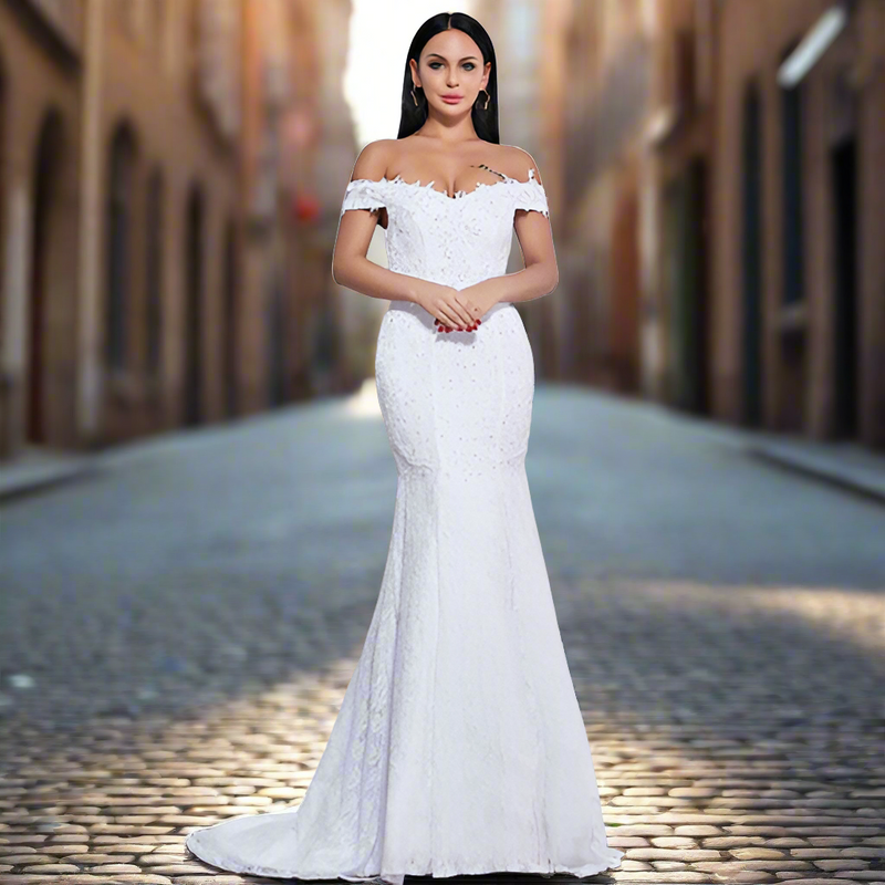 One-shoulder Slim Waist Mermaid Wedding Dress Fishtail Wedding Dress Luxurious Weddings