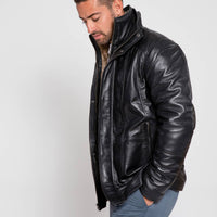 Men's Tiberius Premium Lambskin Leather Coat with Fur OUTERWEAR Luxurious Weddings