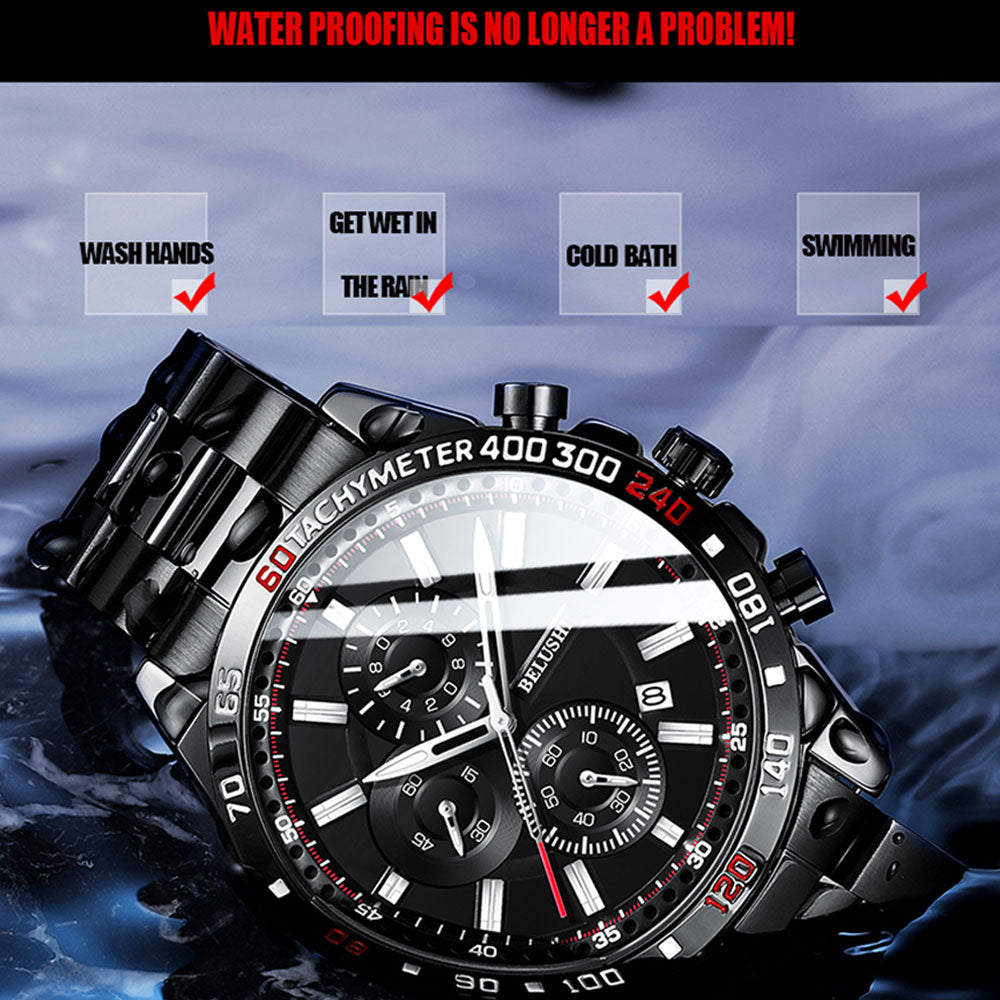 Waterproof Chronograph Quartz Military Watch Belushi Men's Sports Watch