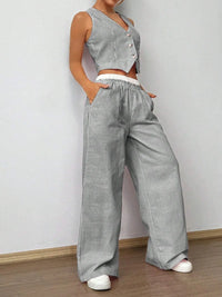 Striped Vest Top and Wide Leg Pants Two-Piece Set Coords Luxurious Weddings