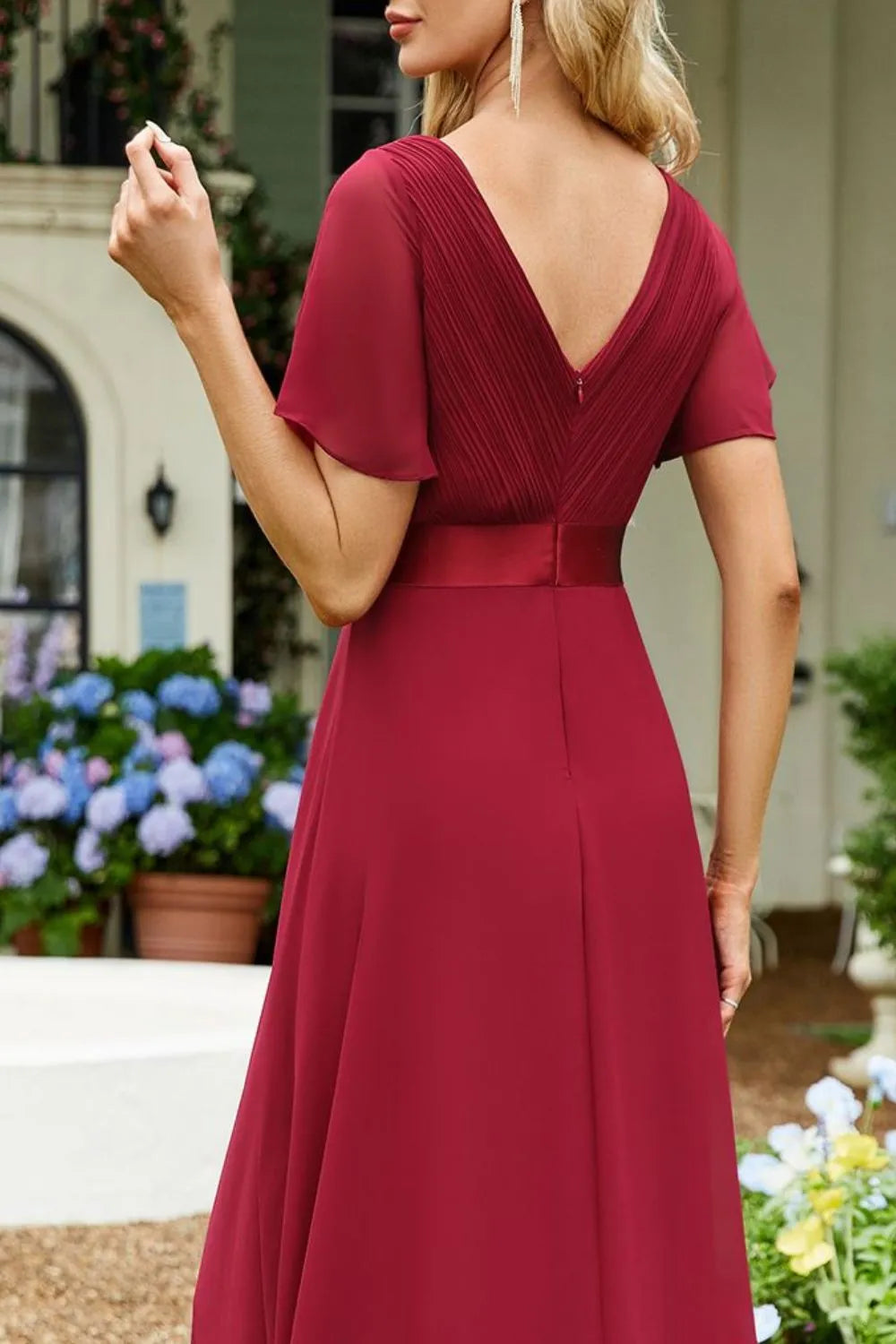 Surplice Flutter Sleeve Maxi Dress bridesmaids dress Luxurious Weddings