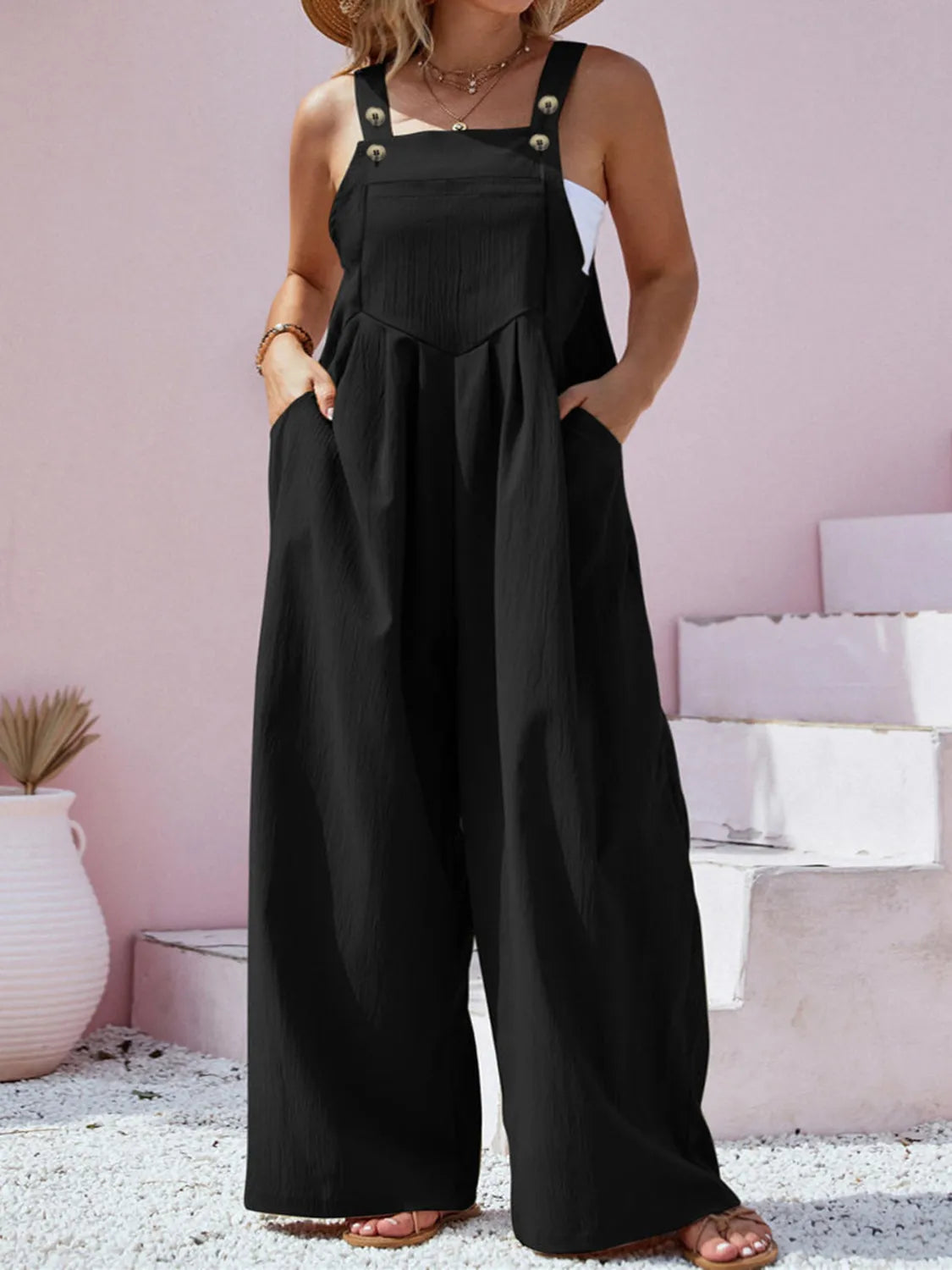 Plus Size Square Neck Wide Leg Overalls Plus size Luxurious Weddings