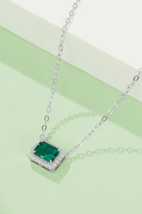 Lab-Grown Emerald Rectangle Pendant Necklace Luxurious Weddings