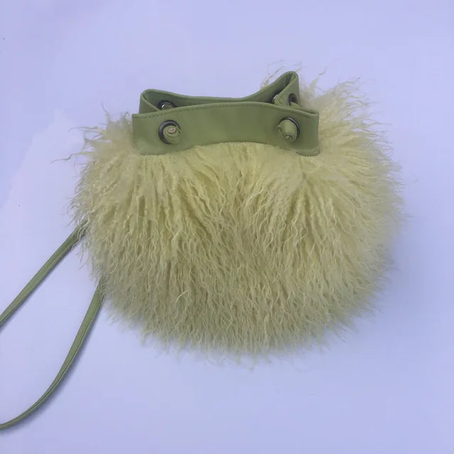 Long Fur Wool Bucket Bag Handbags Luxurious Weddings