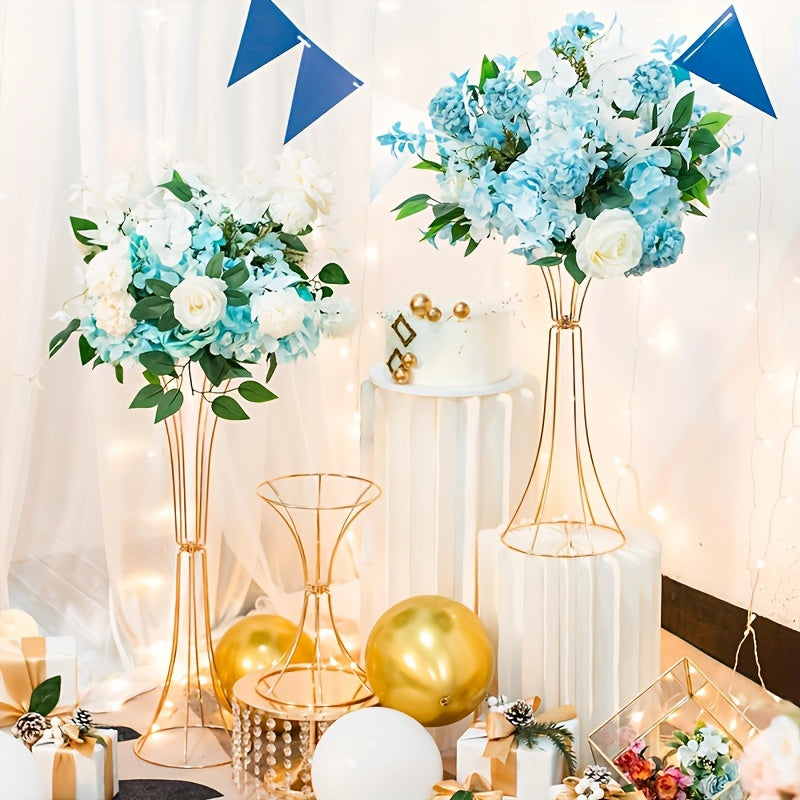 Gold Metal Trumpet Vase Set - Elegant Decor Vases Luxurious Weddings