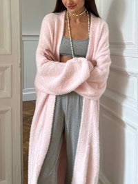 Fuzzy Open Front Solid Color Cardigan Cardigans Luxurious Weddings