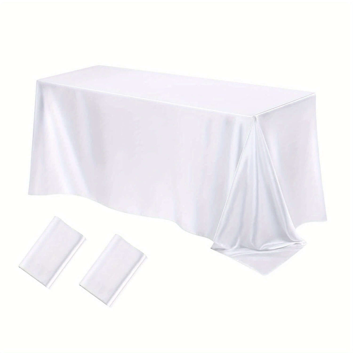 Elegant Golden Satin Tablecloth Overlay - 102 x 58\" Tablecloth Luxurious Weddings