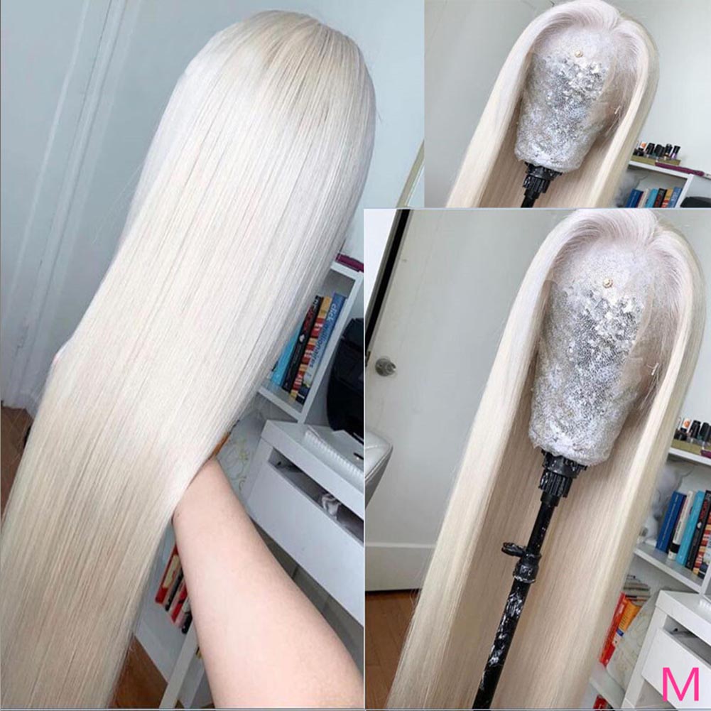 a blonde wig with long straight hair
