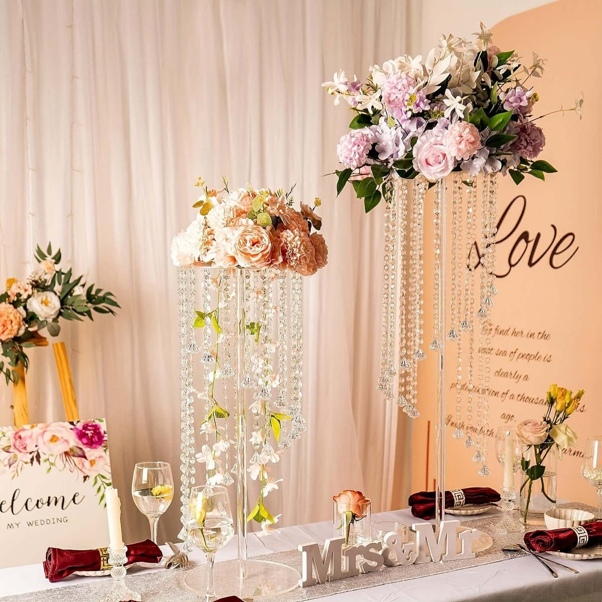 Elegant Clear Acrylic Floral Centerpiece Stand Home Decor Luxurious Weddings