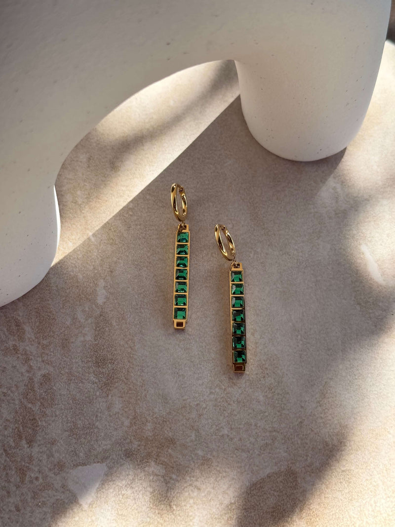 Tāhū Kākāriki Gold Earrings