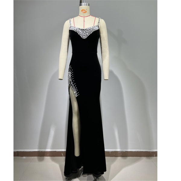 Tubeless Rhinestones Long Evening Dress Luxurious Weddings