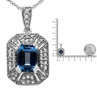 .925 Sterling Silver Topaz &amp; Diamond Accent Pendant Necklace Jewellery Luxurious Weddings