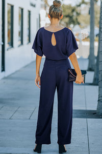 Blue Oh So Glam Belted Wide Leg Jumpsuit