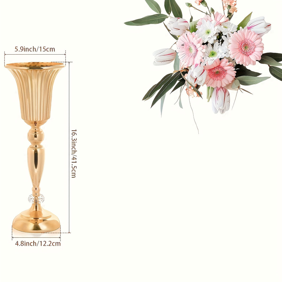 Elegant Golden Crystal Vase Set - 4pcs Decor Vase Set Luxurious Weddings