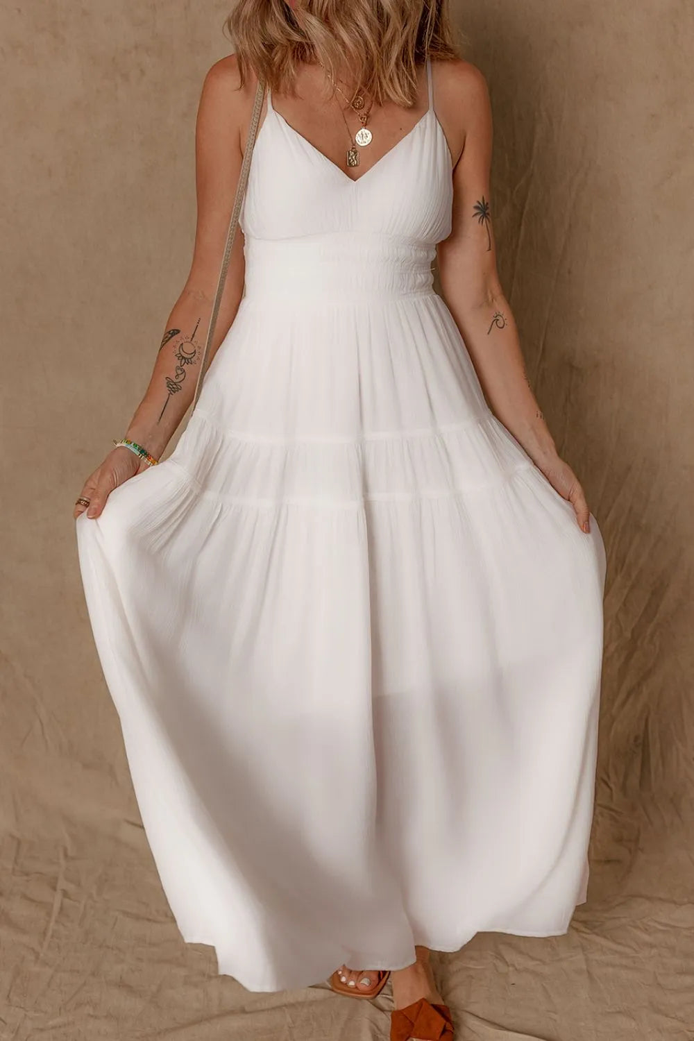 V-Neck High Waist Cami Dress maxi dress Luxurious Weddings