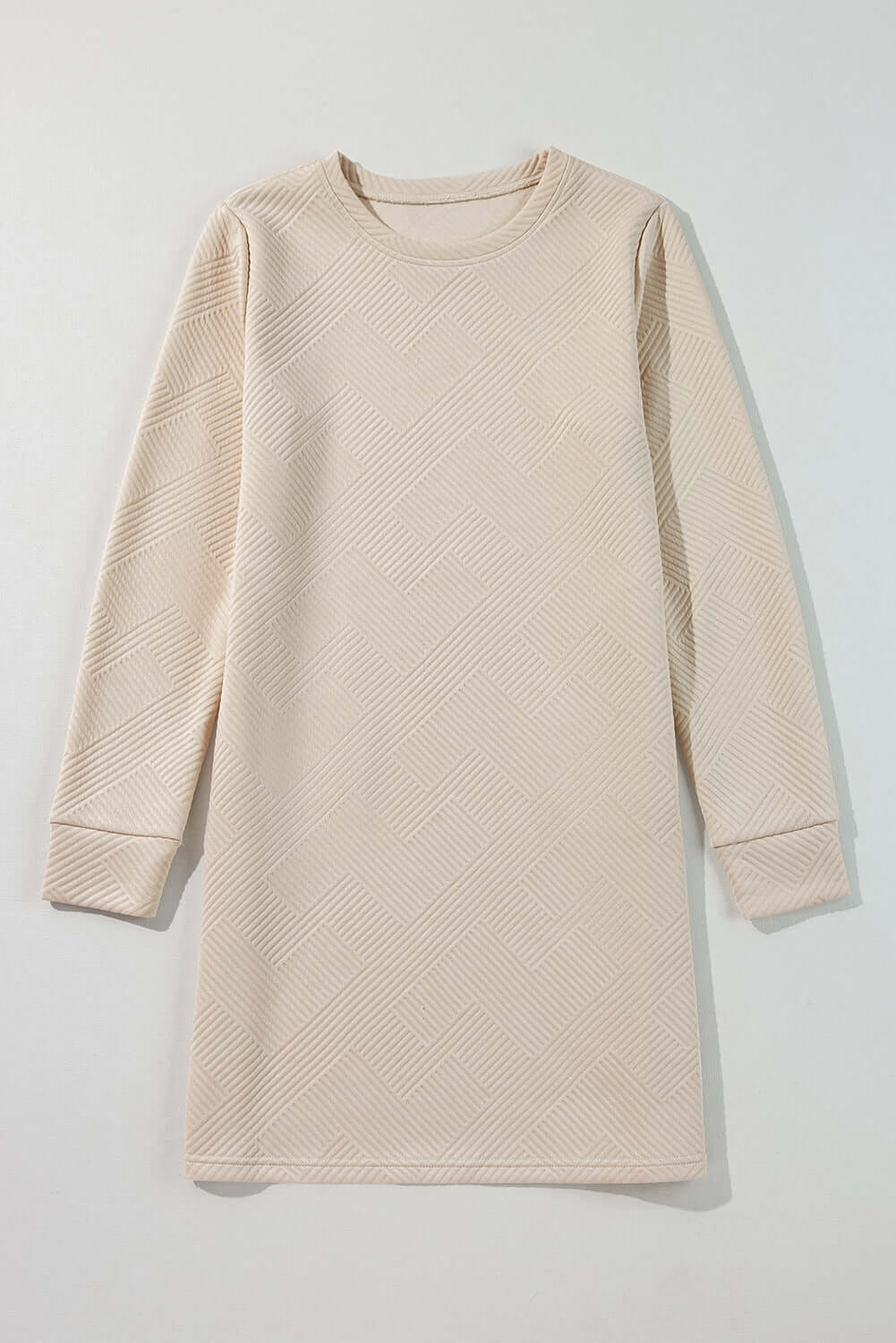 Apricot Solid Color Textured Long Sleeve Shift Dress Dresses/Mini Dresses Luxurious Weddings