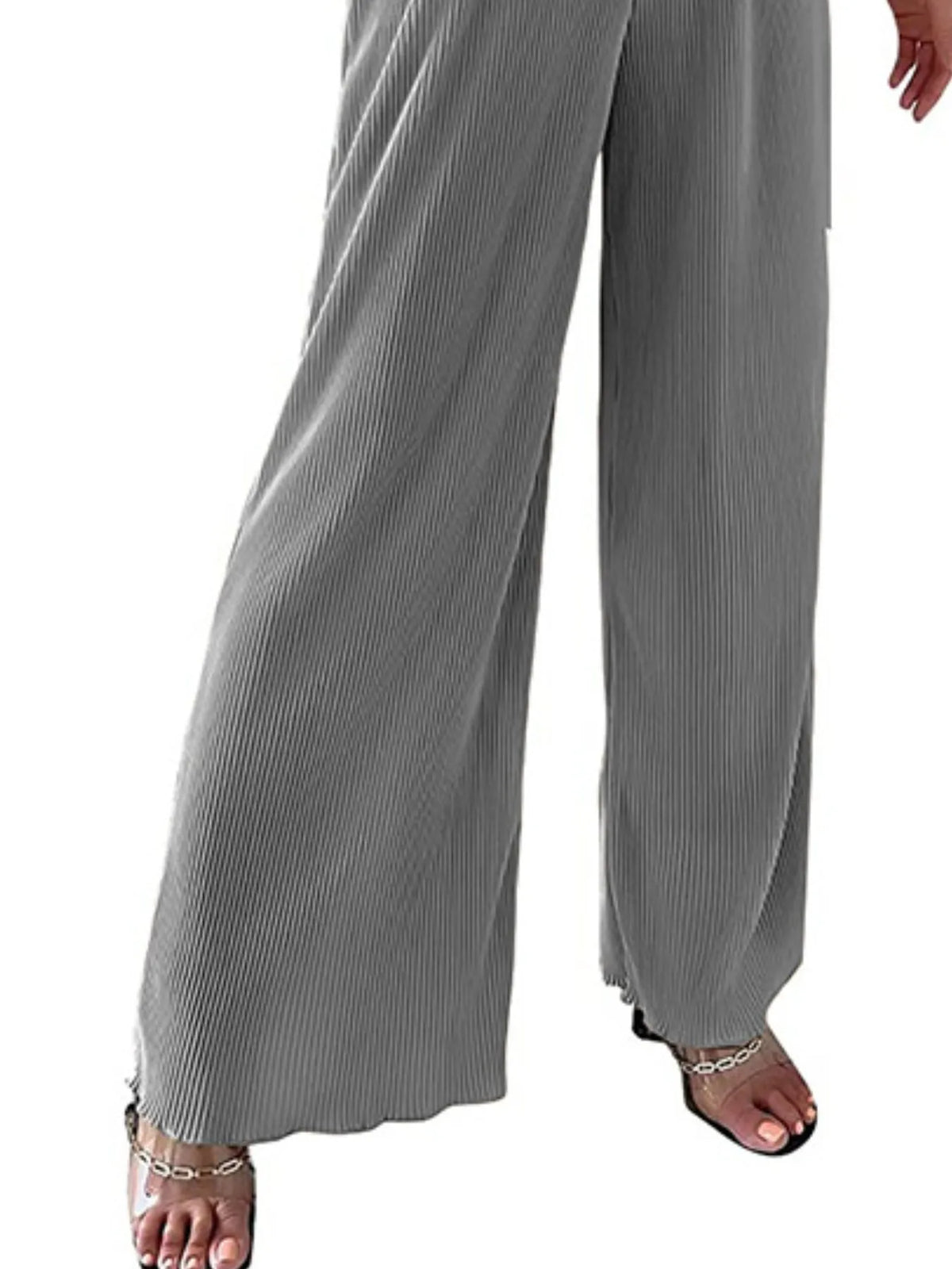 Full Size Elastic Waist Wide Leg Pants Plus Size Pants Luxurious Weddings