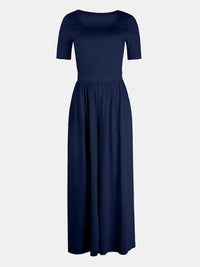 Scoop Neck Short Sleeve Jumpsuit Jumpsuit Luxurious Weddings