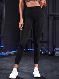 High Waist Active Leggings in black, showcasing a basic style, made from 90% polyamide and 10% elastane for activewear.