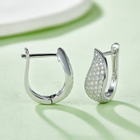 Moissanite 925 Sterling Silver Leaf Huggie Earrings Luxurious Weddings