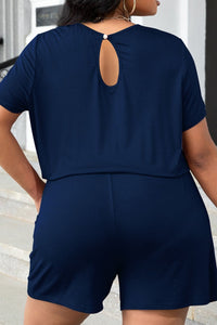 Plus Size Drawstring Waist Romper with Pockets Plus size romper Luxurious Weddings