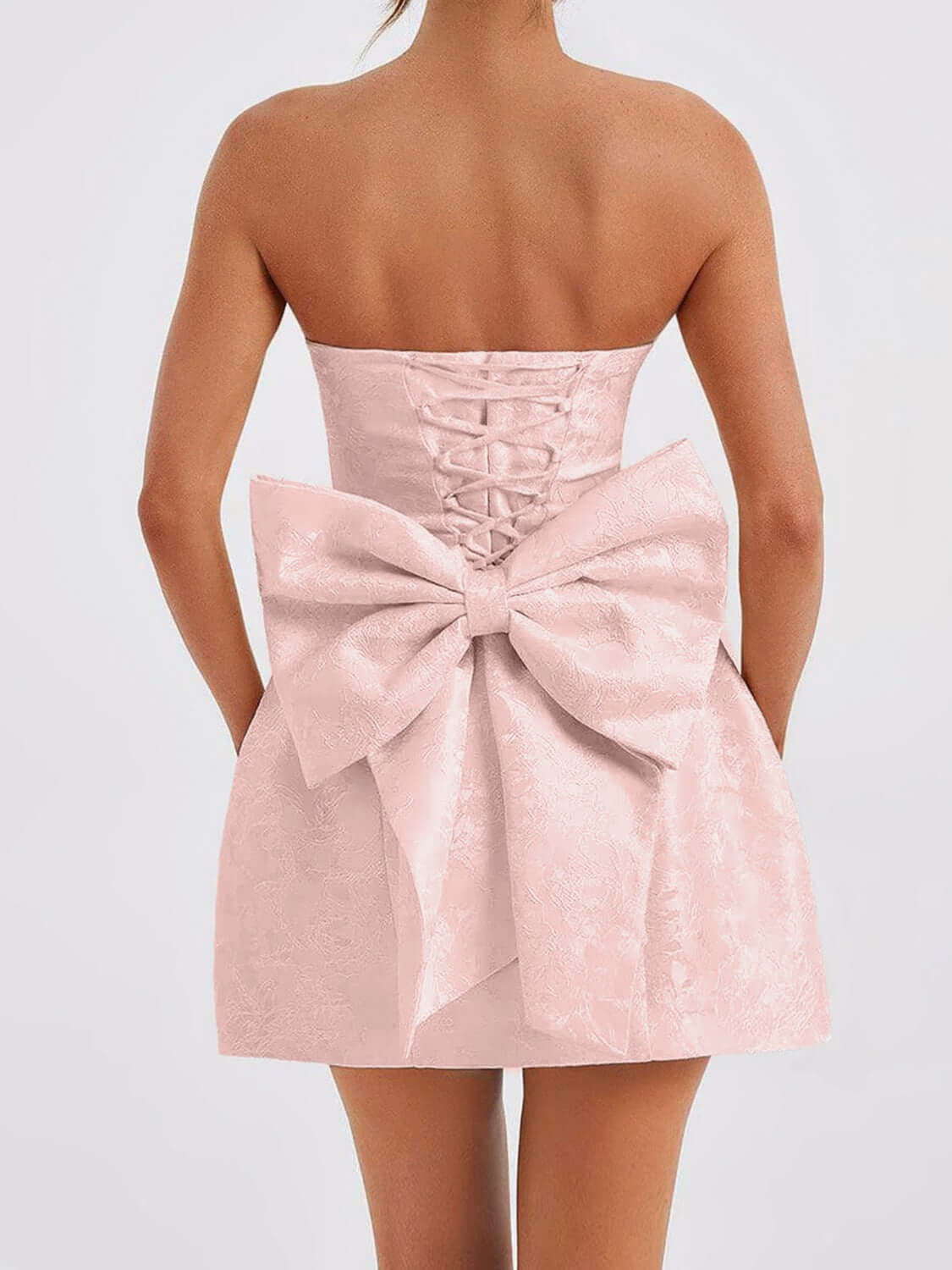 Lace-Up Sleeveless Satin Mini Dress with Bow cocktail dress Luxurious Weddings