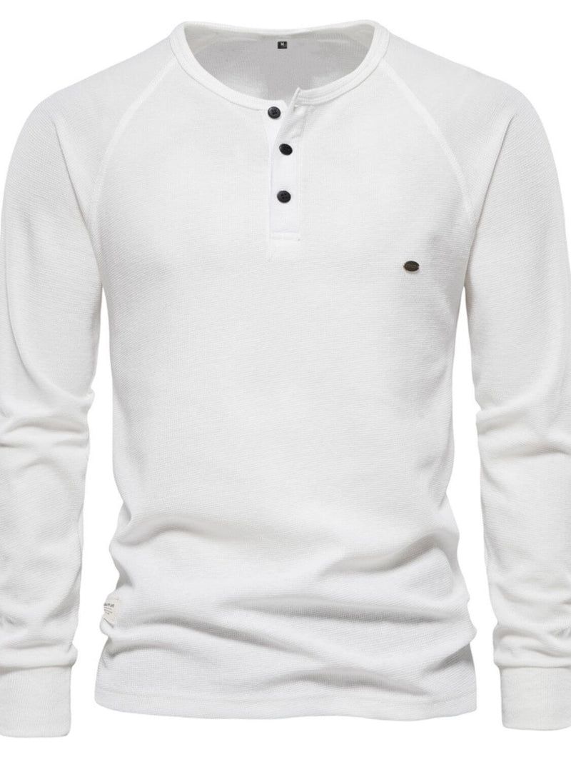 Men's Waffle-Knit Long Sleeve T-Shirt Men's Tshirts Luxurious Weddings