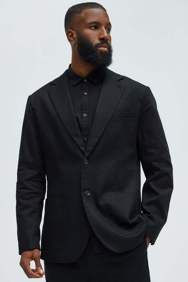 Travis Solid Texture Blazer - Black Men's Blazer Luxurious Weddings