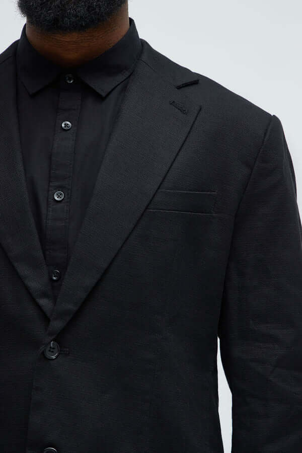 Travis Solid Texture Blazer - Black Men's Blazer Luxurious Weddings