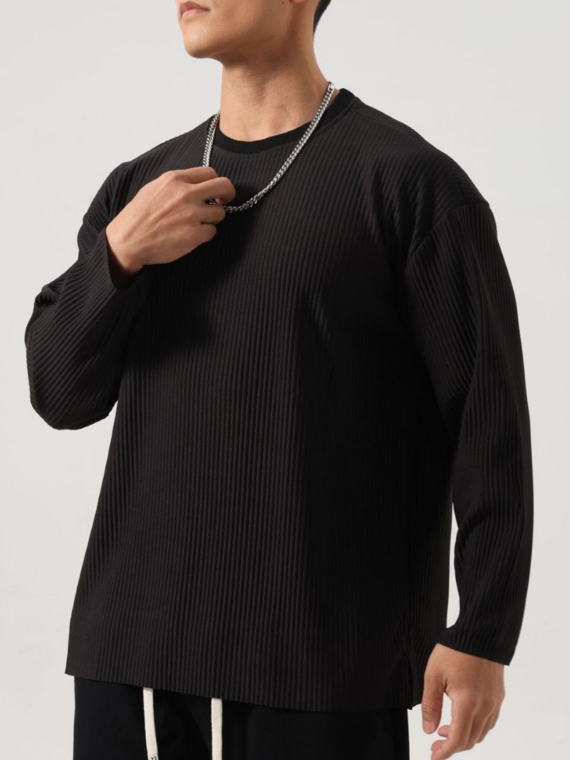 Men's Plus Size Round Neck Long Sleeve T-Shirt long sleeved Tshirt Luxurious Weddings