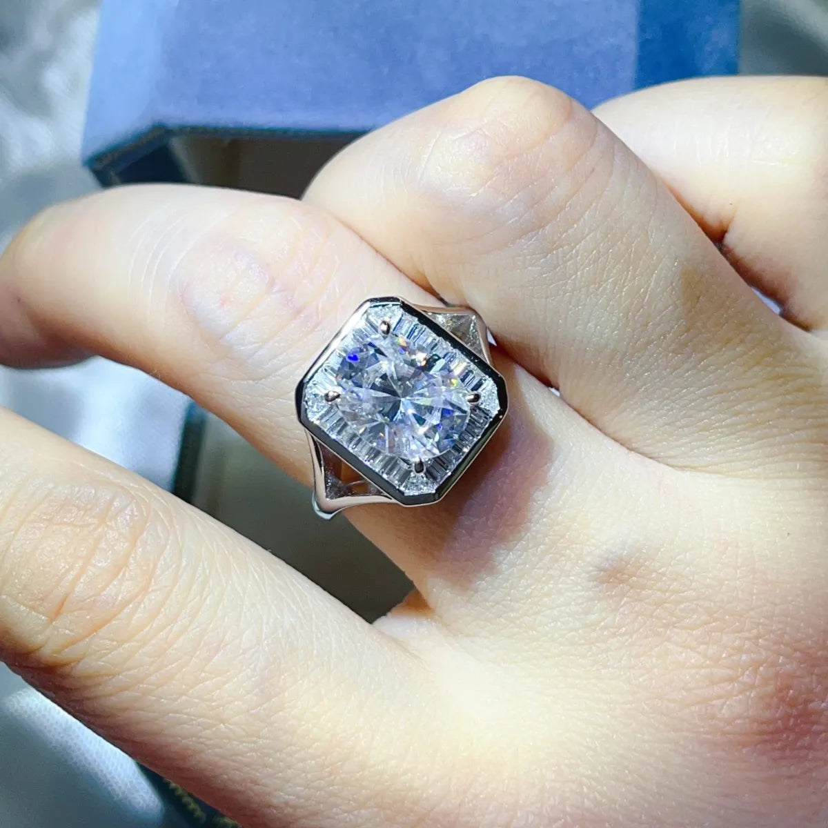 3 Carat Moissanite Engagement Square Ring Luxurious Weddings