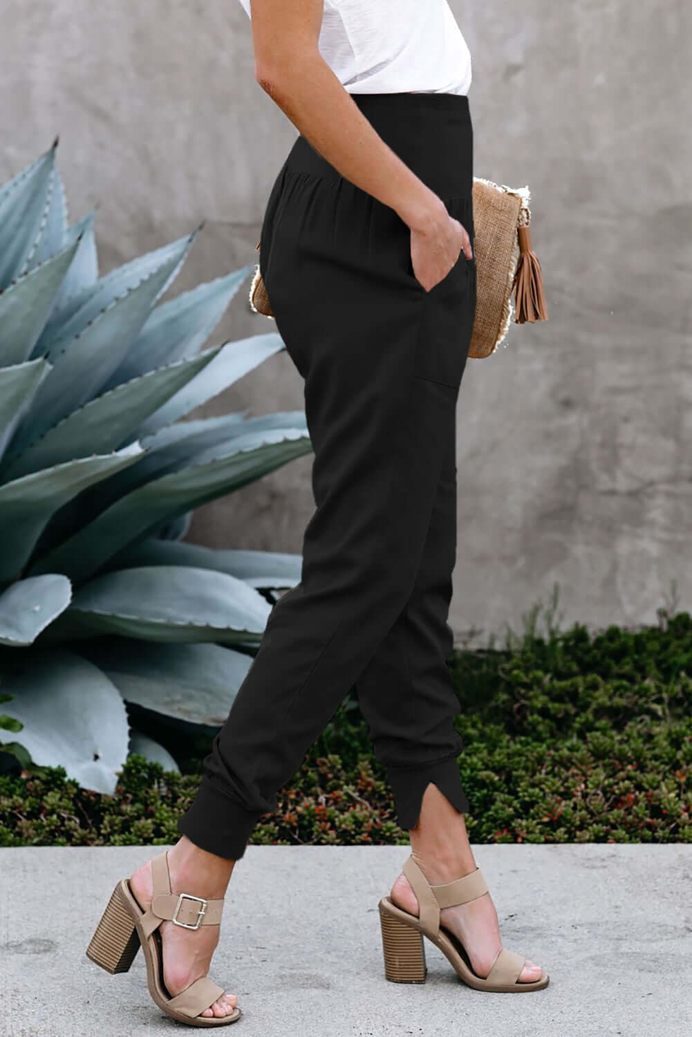 Black Pocketed Casual Joggers Bottoms/Pants & Culotte Luxurious Weddings