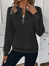 Texture Half Zip Long Sleeve Sweatshirt sweater Luxurious Weddings