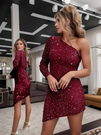 Stunning Sequin Asymmetrical One-Shoulder Prom Dress