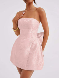 Lace-Up Sleeveless Satin Mini Dress with Bow cocktail dress Luxurious Weddings