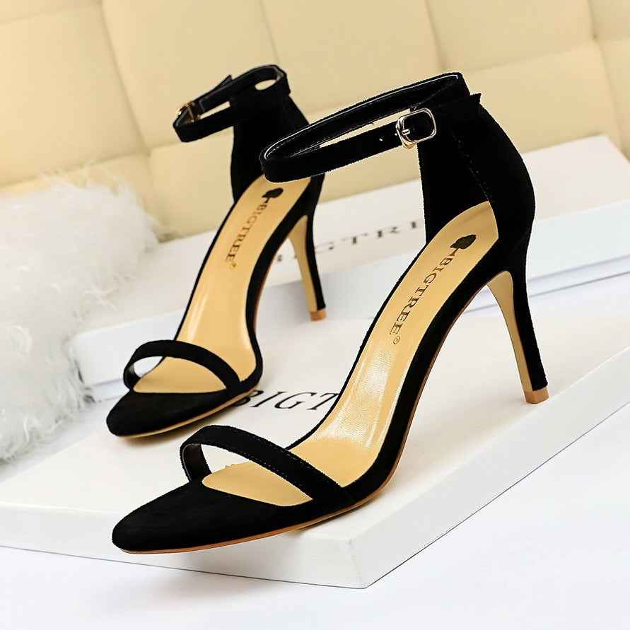 High-heeled suede open-toe pumps shoes Luxurious Weddings